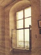 Caspar David Friedrich View of the Artist's Studio Left Window (mk10) Germany oil painting reproduction
